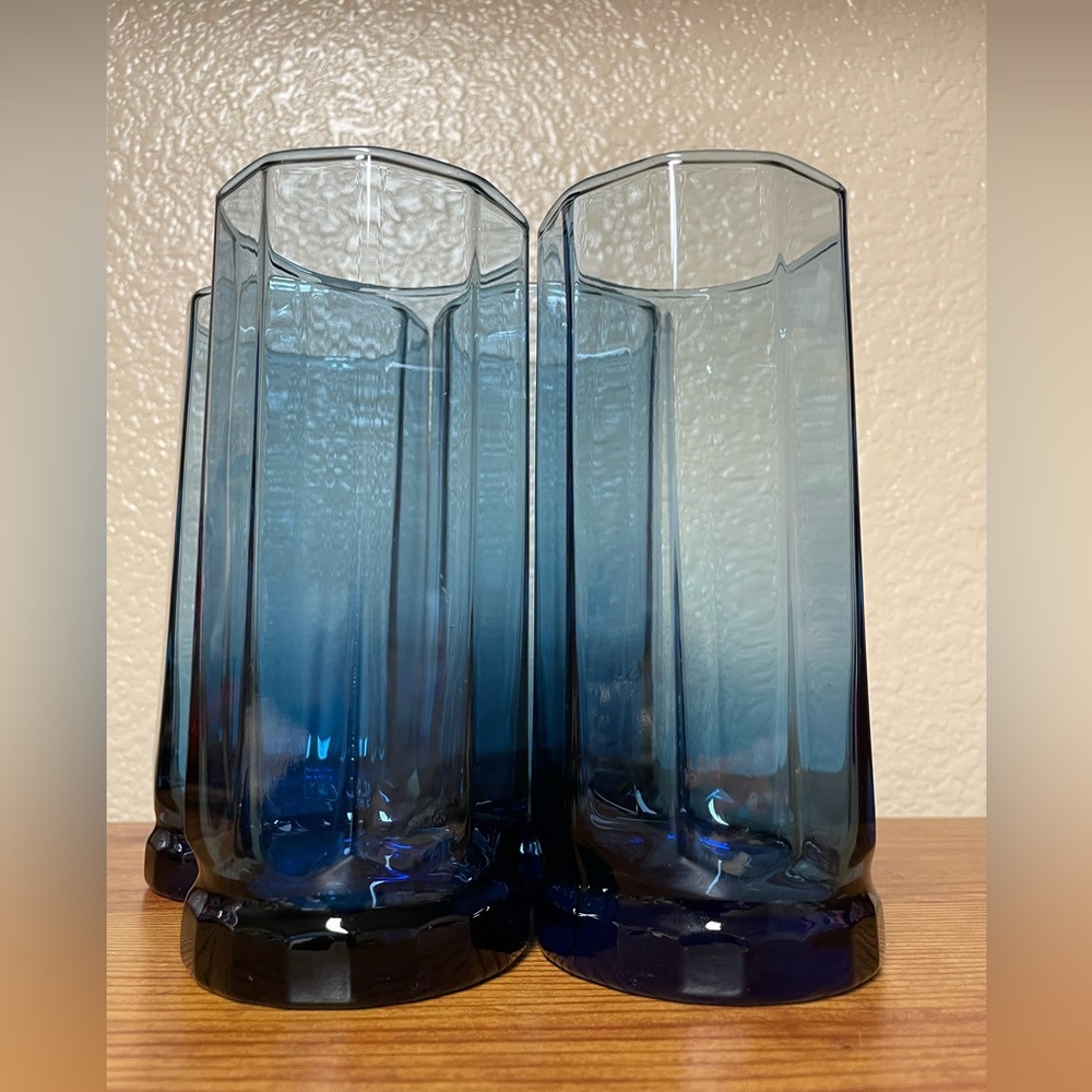 Anchor Hocking Discontinued Blue Tall Glasses
